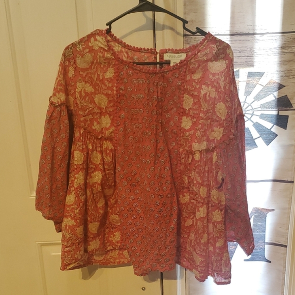 Rachel Zoe Coral Floral Blouse